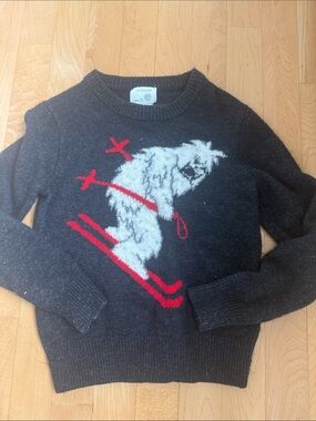 Crewcuts Charcoal Sweater with White Ski Yeti and Red Accents